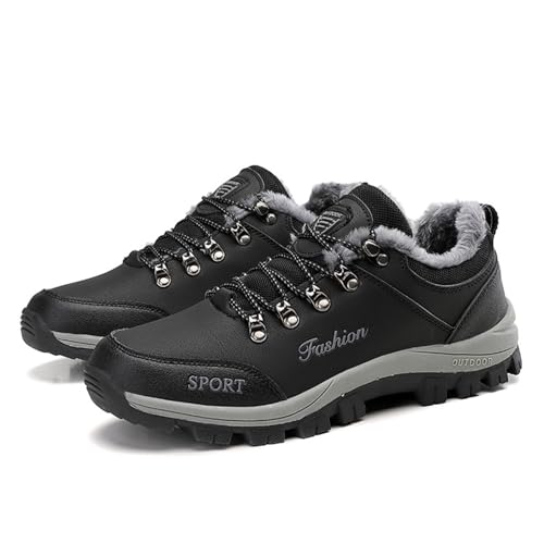 OXNGEOS Men’s Warm Fur Lined Non-Slip Hiking Sneakers Winter Low