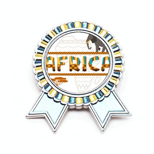 Broche carte Afrique éléphant savane, médaille métal taille M pour veste