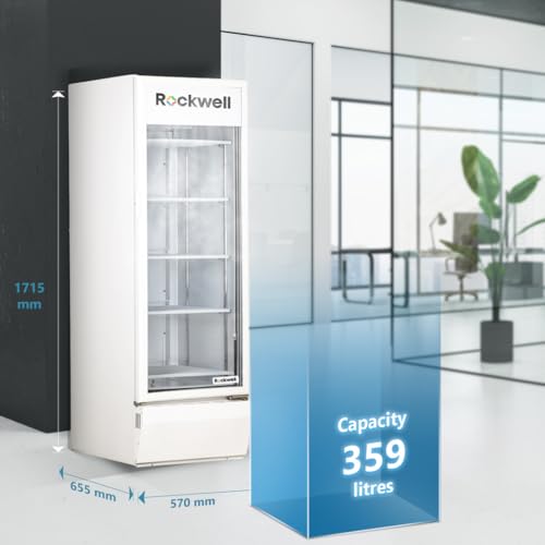 Image of ROCKWELL RVC400 Visi Cooler, Single Glass Door, 5 Shelves, LED Lighting, Fast & Even Cooling, Auto-Defogging, 4-Year Warranty