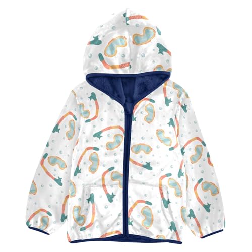Cute Diving Mask and Snorkel Girls Fleece Jacket Girls Fall Jacket Girls Zip Up Hoodie Girls Sherpa Jacket 2-10T