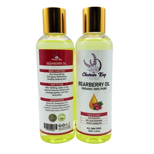 Claircin Key Bearberry Oil for Face & Body | Lightweight Moisturizing Oil | Nourishing Skin Care Oil for All Skin Types | 200ml / 6.7 fl oz