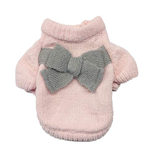 Xmiral Pet Clothes Puppy Solid Bow-Knot Sweater