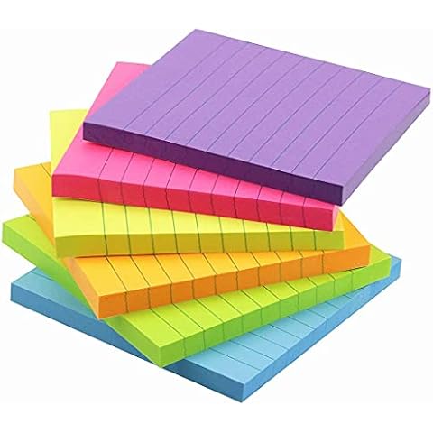 Early Buy Lined Sticky Notes with Lines 4x4 Self-Stick Notes 6 Bright Color 6 Pads, 70 Sheets/Pad Cover