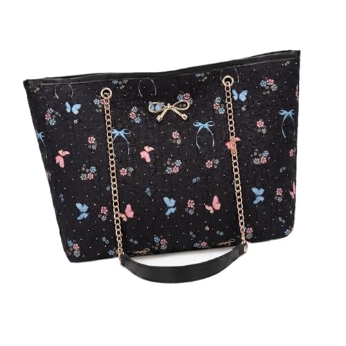 kowaku Bolso Tote para Mujer, Bolso de Compras para El Trabajo, Bolso de Hombro para Artículos Esenciales de Vacaciones, Negro, universal