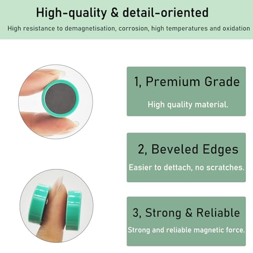 PYJLBX 40 Pack Strong Fridge Magnets, Green Round Mini Magnets, Heavy Duty Small Magnets for Whiteboard Crafts - Image 2