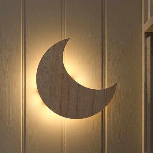 Lights4fun Mond Wandlampe | warmweiße LEDs | Batteriebetrieben | für Kinderzimmer Schlafzimmer Wandlampe Wandleuchte | Deko Wanddeko Nachtlampe Nachtlicht | 20 x 3 x 20 cm