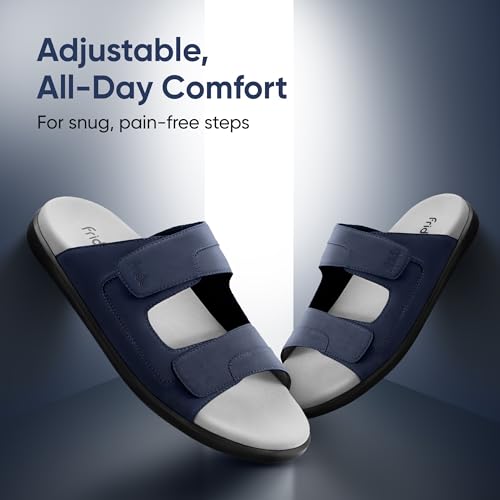 Image of Frido Comfort Dual Strap Sandals for Men with Bounce Back Cushioned Footbed, Zero Drop Sole for Arch Support Pain Relief, Lightweight Anti-Skid, Adjustable Velcro Casual Sandals