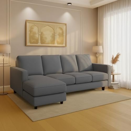 Image of The MM Furniture store Premium Fabric Sofa - Ash (6 Seater - LHS)