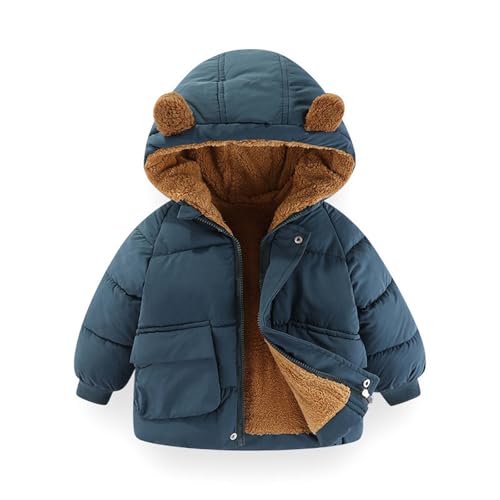 Toddler and Girls Fleece Lined Coats with Bear-ear Long Sleeve Cute Down Jacket Button Zipper Winter Fall Jackets2