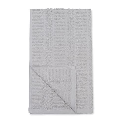 Amazon Basics 100% Cotton Kitchen Dish Cloth (12X12) & Towel (26X16) Set, Absorbent Ringspun - 8-Pack, Grey Stripe #TOP4