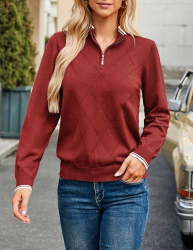 Image of JACK SMITH Quarter Zip Pullover Sweaters for Womens, Rib Polo Sweater Tops