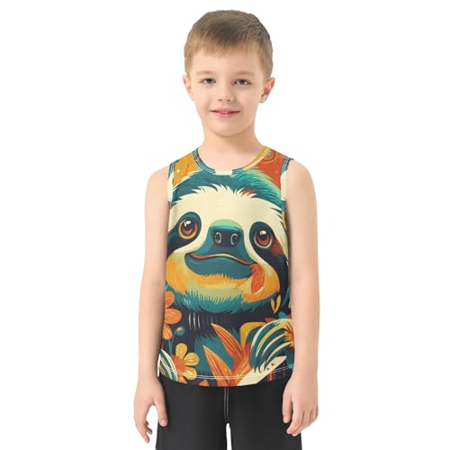 Boys' Tank Top Shirt Colorful Sloth Sleeveless T-Shirts2