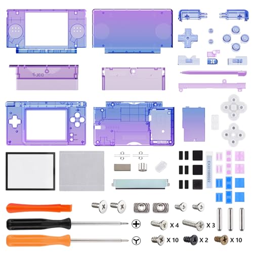 Image of eXtremeRate Gradient Translucent Bluebell Replacement Full Housing Shell for Nintendo DS Lite, Custom Handheld Console Case Cover with Buttons, Screen Lens for Nintendo DS Lite NDSL - Console Without