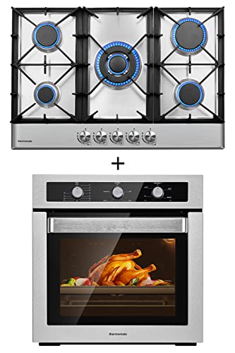 Thermomate 24" Built-In Natural Gas Single Wall Oven Gsms605 With 30" Built In Gas Cooktop Ghss775 #TOP22
