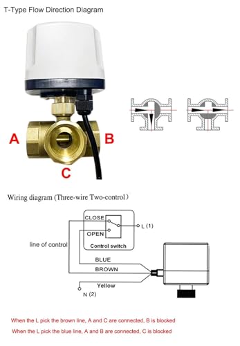 Válvula de bola motorizada de 3 vías T de latón y 220V para control de flujo eficiente 6
