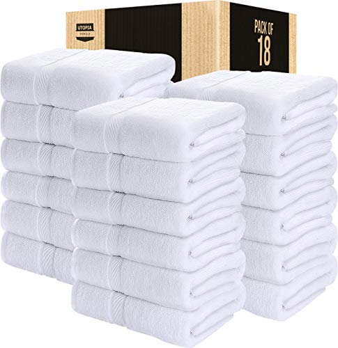 Image of Utopia Towels 18 Pack Bath Towel Set (24 x 48 Inches), 500 GSM 100% Ring Spun Cotton Medium Lightweight and Highly Absorbent Quick Drying, Premium Towels for Hotel, Spa and Bathroom (White)