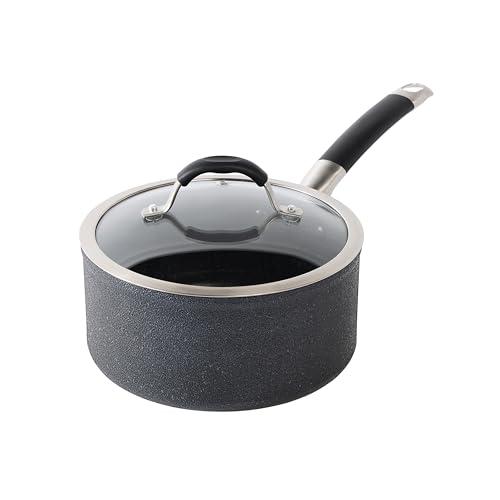 T-Fal Stone Force Platinum Non Stick Saucepan w/Lid 3 Quart Oven Broiler Safe 400F Multipurpose Sauce Pan Handy Small Pot Cookware Kitchen Pots and Pans Dishwasher Safe Black