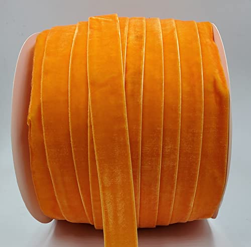 Image of 10 Yards Orange Velvet Ribbon Spool (Orange, 1 inch)