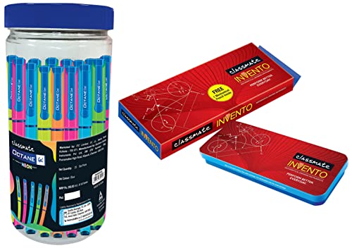 Image of Classmate Octane Neon Gel 25s Jar- 25 Blue Gel Pens Invento Geometry Box