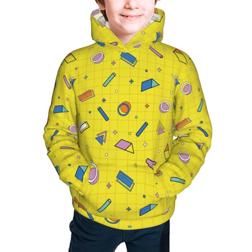 Geometric Objects Pattern Kids Pullover Hoodies Boys Sweatshirts Girls Athletic Clothes with Pocket2