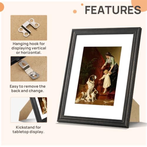 Image of upsimples 8.5 by 11 Picture Frame, Vintage Frames Decor, 1Pack Black & Gold | Fit 6x8 and 8.5x11 Photo, Wall or Tabletop Display, Antique-style Decoration, Rustic Farmhouse Decor, For Weddings