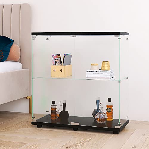 Image of Beauty4U Black Glass Display Cabinet, 2-Shelf 2-Door Curio Cabinet