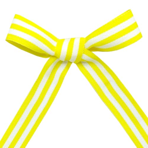Morex Ribbon Striped Polyester Grosgrain Ribbon, Party Decorations, Gift Wrapping, Fun Patterns, 7/8" by 20 yd., Yellow by Morex Ribbon - Image 3