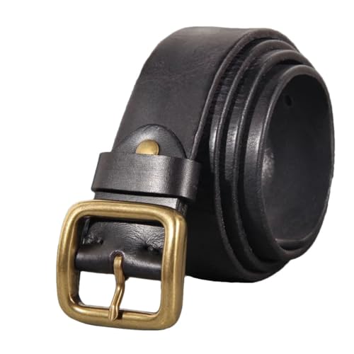 Men's Leather Copper Buckle Handmade First solid Cowhide Retro Jeans Soft Belt