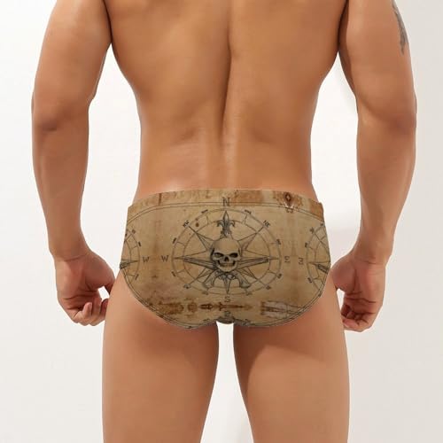 Pirate and Skull Compass Men's Low Rise Swim Briefs Sexy Bikini Swimsuit Beach Swimwear2