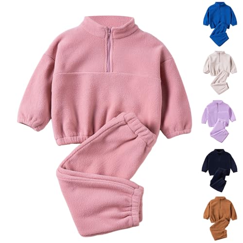 Toddler Boys Girls Fleece Clothing Set Half Zip Up Sweatshirt Joggers 2 Piece Outfits Warm Sweatsuits Tracksuit