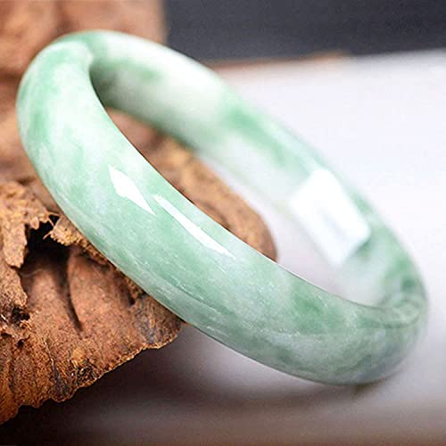 Kejing Guizhou Cui Jade Bracelet Women's A Cargo Floating Flower Jade Bracelet Emerald Jade Bracelet Guizhou Cuihuohua Jade Bracelet (Size : 61-62mm)