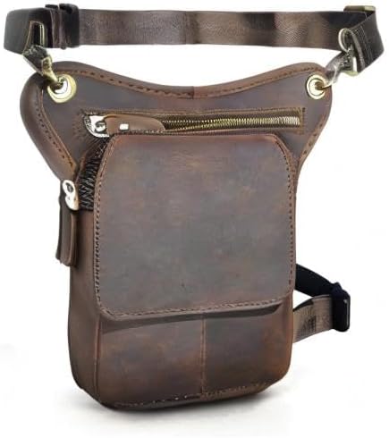 Canvas + Leather Motorcycle Travel Fanny Waist Pack Drop Thigh Leg Bag Pouch For Men Women FB2141 - Image 8