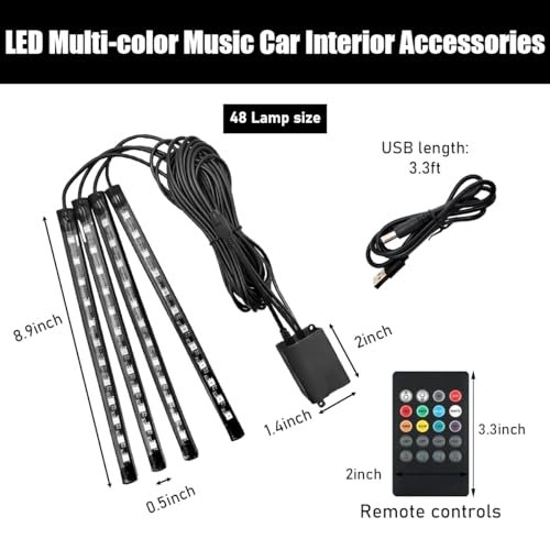 image for Ohleats Car Led Interior Lights, RGB 48 LED Multi Color Auto Strip Lig