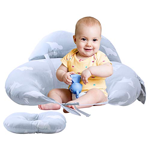 Breast Feeding Pillows for Babies, OMORC Nursing Pillows for Breastfeeding, 100% Pure Cotton Baby Nursing Pillows, Waterproof Baby Lounger Pillow with Detachable Headrest & Backrest