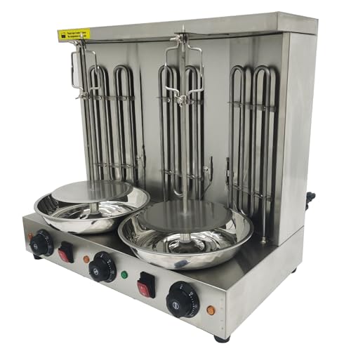 TECHTONGDA Electric Shawarma Machine Vertical Turkish Barbecue Machine, Stainless Steel Rotisserie Rotating Barbecue Oven with Temperature Adjustment Switch
