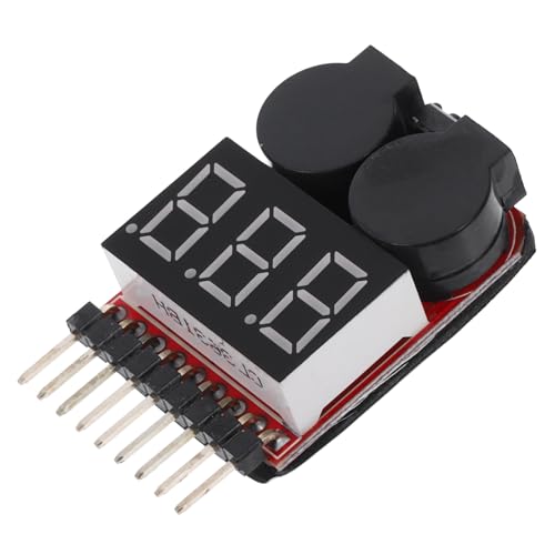 Veemoon Digital Lipo Battery Tester with LED Indicator and Buzzer Alarm 1-8S Voltage Check Tool for Lithium Ion Battery Capacity Monitoring in Rc Models and Electronics