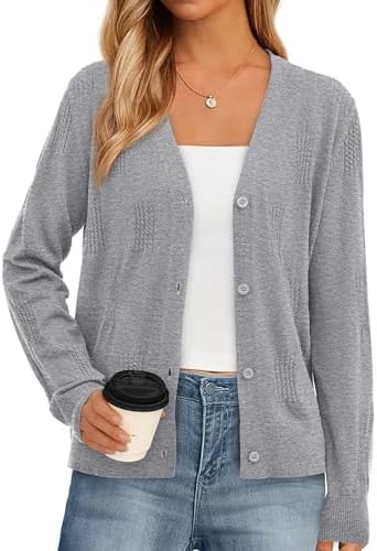 PRETTYGARDEN Cardigan Sweaters for Women Lightweight Knit Button Up V Neck Shrugs 2025 Trendy Winter Fall Fashion Clothing