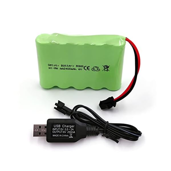 6V Battery Pack, 2400mAh Ninh Rechargeable AA Battery Pack, Come with Charge Cable, for RC Truck Cars Power Tools (SM Plug)