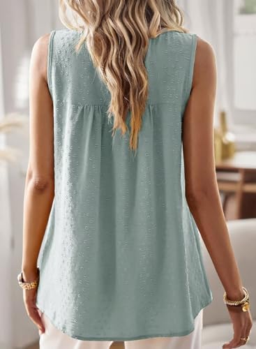 Image of Falechay Womens Summer Tops Boho Shirts Crewneck Sleeveless Tank Tops Flowy Lace Hem Casual Blouses Clothing Trendy 2026