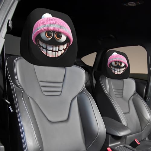 CHIHOLEN 2 Stück Auto Kopfstützenbezüge, Lustige Kopfbedeckung Für Autositze, Universeller Auto-Kopfstützenbezug, Kopfbedeckung für Autositze, Lustige kopfstützenbezüge (E)