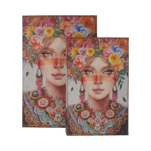 KEYHOMESTORE - Lot de 2 boîtes livrées avec figure féminine avec motif floral, idéal pour ranger vos bijoux Cover