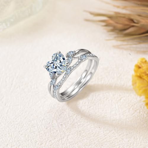 Round/Oval/Princess/Marquise/Pear/Heart/Emerald Cut Moissanite Bridal Sets Infinity Twisted Wedding Ring Set, 10K 14K 18K Real Gold Leaf Art Deco Engagement Ring Sets GRA Certified for Her Women Gift for Anniversary Wedding4