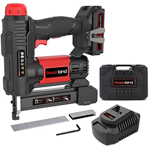 Werktough 20v Cordless Staple Gun Brad Nailer 2 in 1 1 Hour Fast Charger 2000MA Lithium Battery 2000pcs Free Staples( 90 4/5”1000+18GA 1”x1000) in Tool Case Cover
