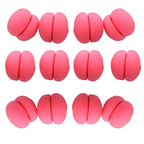 12Pcs Round Soft Foam Sponge Hair Curlers Rollers Magic No Heat Sleeping Curling Accessories Hair Styling Tool for Women Girls (Red)