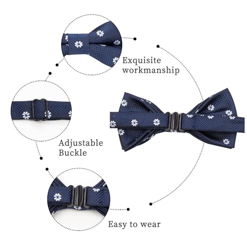 Image of HISDERN Bow Ties for Boys Pre Tied Toddler Bow Tie Adjustable Kids Bowties Clip On Fun Patterned Bowties for Wedding Party