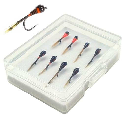 Fly Fishing Flies, 8PCS/Box Carbon Steel Fly Fishing Lures Without Barb, Weighted Trout Flies, Portable Trout Fishing Lures for Bass Trout Salmon Fishing Trout Flies Trout Fishing Lures Fishing Flies
