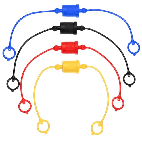 Image of PATIKIL ISO-A 1 /2 Hydraulic Coupler Male Dust Cap and Female Plug Cover, 4 Sets Hydraulic Quick Connect Coupling with Retention Ring Keeps Cap Connected to Hose