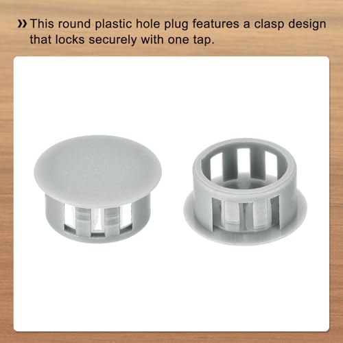 Image of MECCANIXITY 64PCS 17mm(11 /16 inch) Light Gray Plastic Hole Plugs, Flush Type Panel Hole Plugs Insert End Caps for Locking Hole Tubes Furniture Cabinet