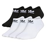 adidas Boys / Youth Originals Trefoil No Show Socks (6-Pack), White/Black, Medium