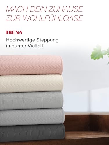Ibena Nancy Tagesdecke 140x210 cm Tagesdecke Grau Leichte Decke mit Zopfmuster – Ansicht 5